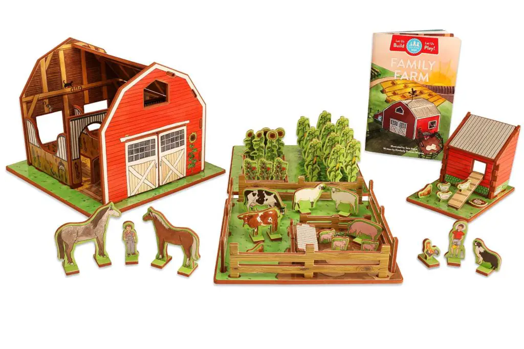Farm Playset with Barn, Animals, Pasture, Crops, Chicken Coop and Storybook